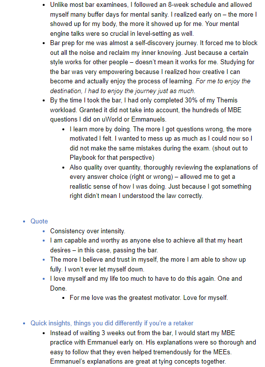 Passing the NY Bar Exam with a Score of 295 on Her First Try